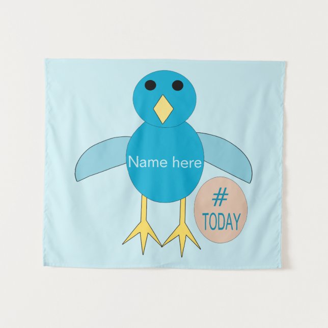 Tapiz personalizado de pollo azul cumpleañero (Anverso (horizontal))