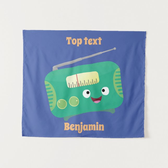 Tapiz Personalizado de radio retro alegre y gracioso (Anverso (horizontal))