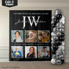 Tapiz Personalizado de Silver Initials Fondo de cumpleañ