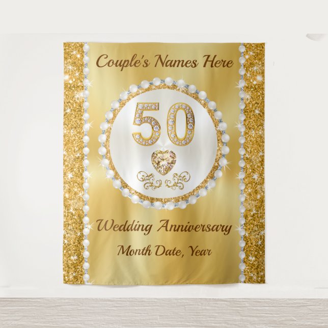 Tapiz Personalizado, Decoraciones de 50 años, BACKDROP (Anverso)
