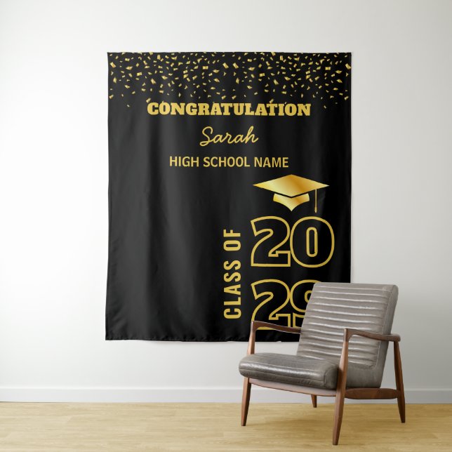 Tapiz Personalizado del Partido de Graduación Personaliz (In situ)