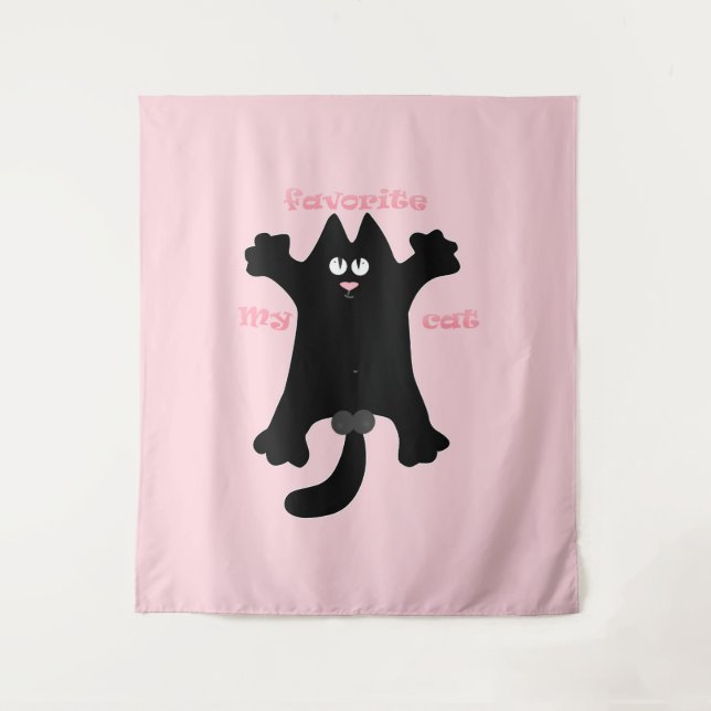 Tapiz #personalizado #divertido #gato tirando almohada (Anverso)
