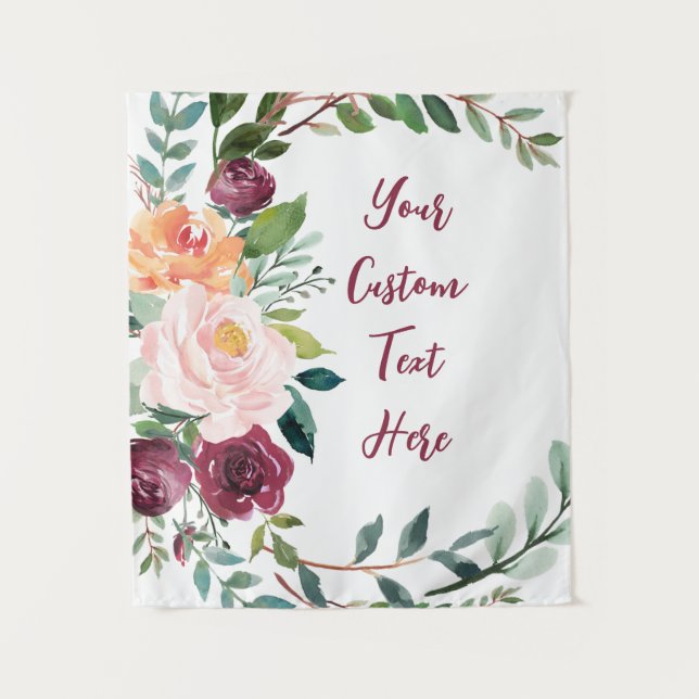 Tapiz Personalizado Fall Floral Wedding Receptor Foto Pr (Anverso)