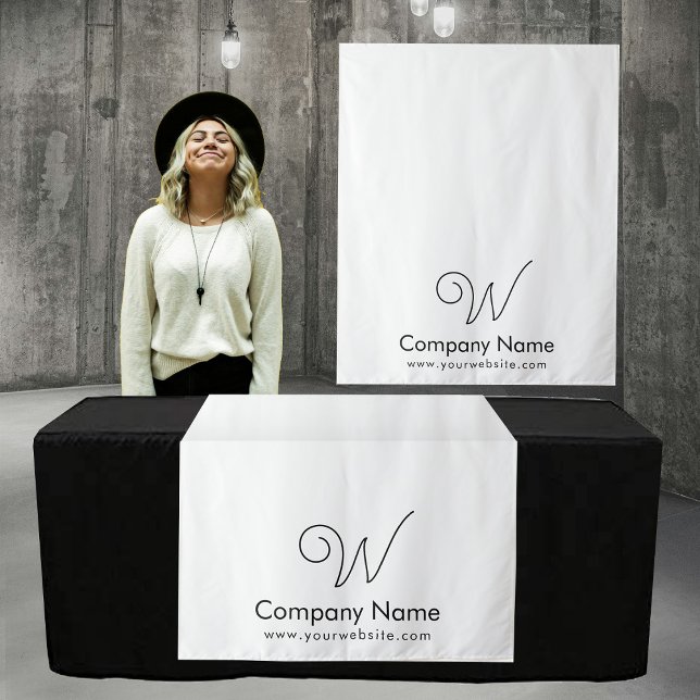 Tapiz Personalizado Fancy Business Table Runner Banner W (Custom Fancy Business Table Runner Banner White Tapestry)