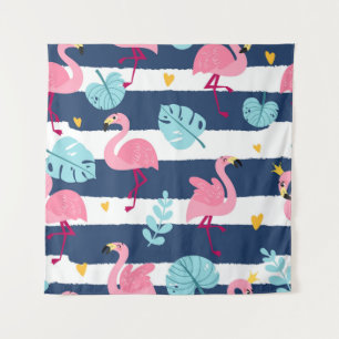 Tapiz Personalizado Flamingos: Vintage tropical de veran