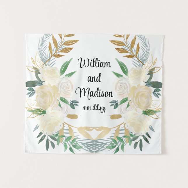 Tapiz Personalizado Fondo Boda Recepción Foto Booth Prop (Anverso (horizontal))