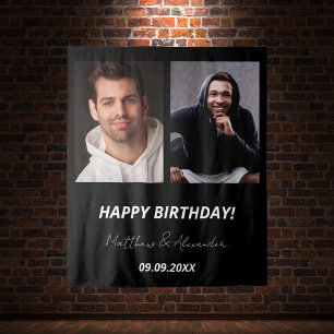 Tapiz Personalizado foto de cumpleaños de amigos blancos