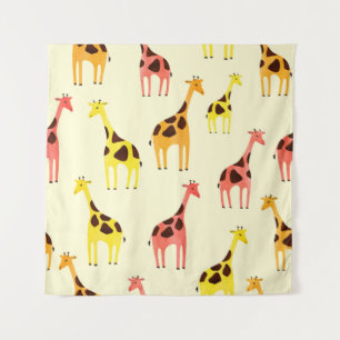 Tapiz Personalizado Giraffe: Colorido Patrón Vintage.