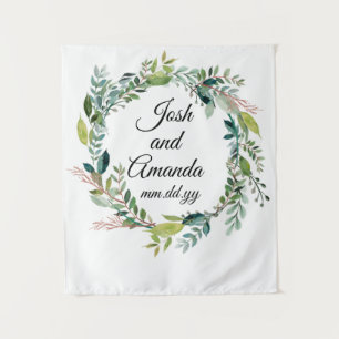 Tapiz Personalizado Greenery Wedding Recepción Foto Boot
