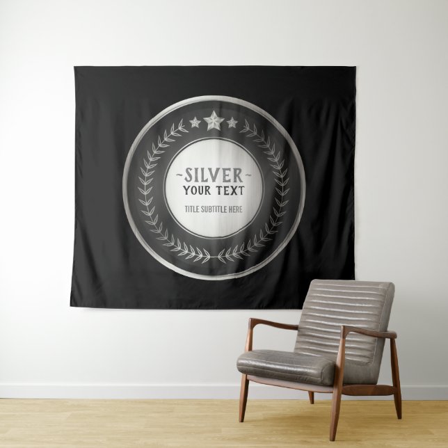 Tapiz PERSONALIZADO IMPRIMIR DIY MEDAL Silver Champion E (In situ (horizontal))