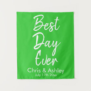 Tapiz Personalizado Lime Green Wedding La recepción es e