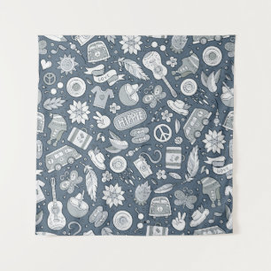 Tapiz Personalizado manual de doodles hippie sin fisuras