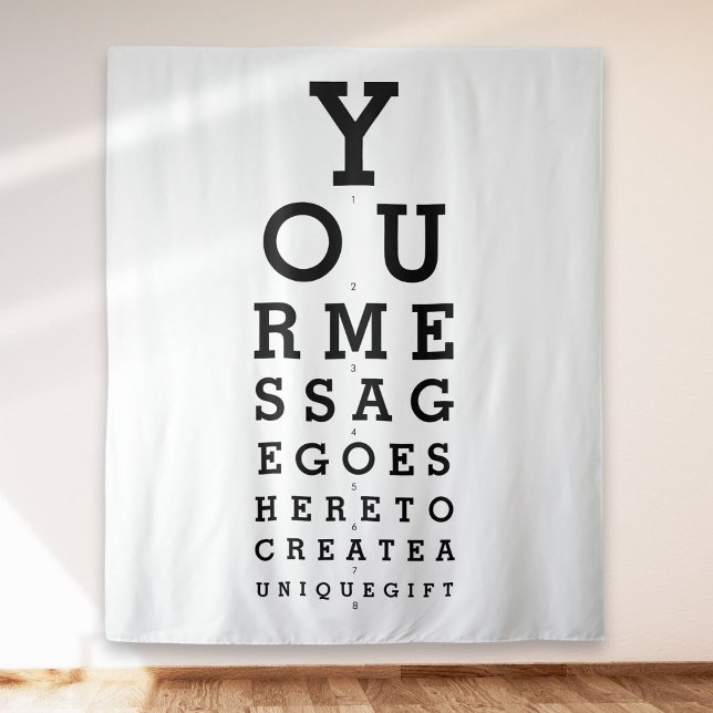 Tapiz Personalizado Mensaje Divertido Prueba de la vista (Custom Message Fun Eye Sight Test Photo Backdrop)