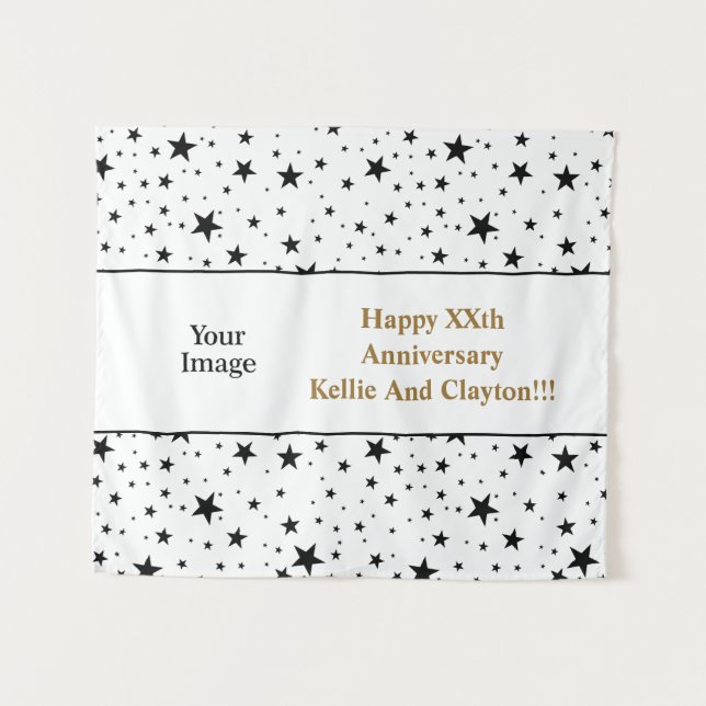 Tapiz Personalizado Mensaje/Foto Aniversario Estre (Anverso (horizontal))