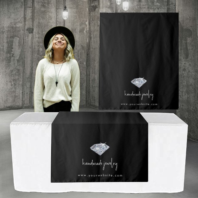 Tapiz Personalizado Moderno Business Table Runner Banner (Custom Modern Business Table Runner Banner Jewelry Tapestry)