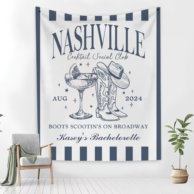 Tapiz Personalizado Nashville Bachelorette Rodeo Cocktai (Subido por el creador)