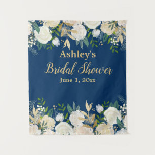 Tapiz Personalizado Navy y Gold Bridal Shower