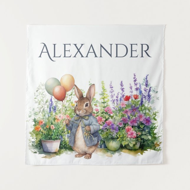 Tapiz Personalizado Pedro el jardín de globos de conejo (Anverso)