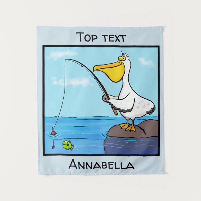 Tapiz Personalizado pelícano de pesca divertida (Anverso)