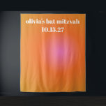 Tapiz Personalizado Retro Naranja Gradiente Bat Mitzvah<br><div class="desc">Naranja Retro Gradiente Rosa Único Fondo Personalizado Bat Mitzvah</div>