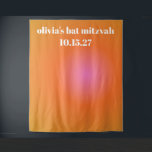 Tapiz Personalizado Retro Naranja Gradiente Bat Mitzvah<br><div class="desc">Naranja Retro Gradiente Rosa Único Fondo Personalizado Bat Mitzvah</div>