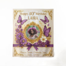 Personalizado Royal Gold Purple Butterfly Fiesta d