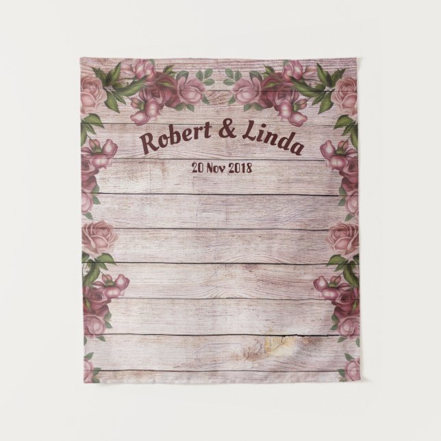 Tapiz Personalizado Rústico Floral Carmesí Leñoso  (Anverso)