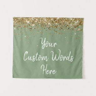 Tapiz Personalizado Sage Green Gold Party Photo Booth