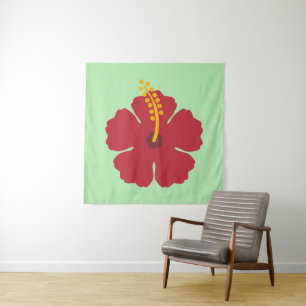 Tapiz Personalizado simple curado rojo hibiscus flor