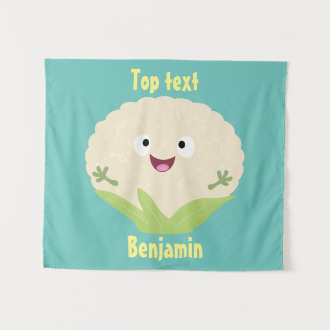 Tapiz Personalizado vegetal de coliflor alegre y dulce (Anverso (horizontal))