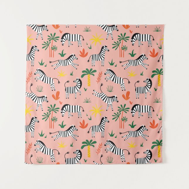 Tapiz Personalizado Zebras Gracioso Patrón sin Marea (Anverso)