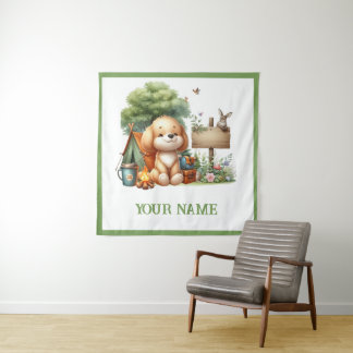 Tapiz Personalized Cute Woodland Puppy