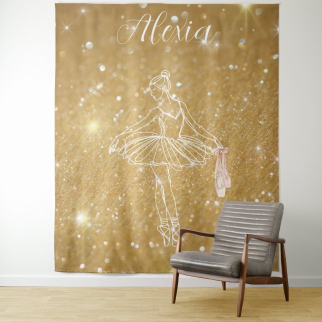 Tapiz Personalized Pink Ballet Dance Studio Backdrop (In situ)