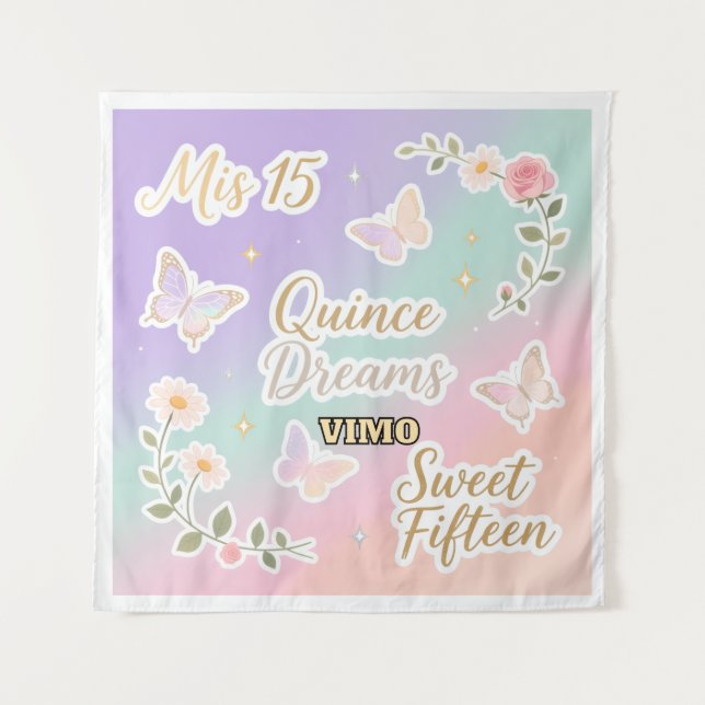 Tapiz Personalized Quinceañera Photo Backdrop (Anverso)