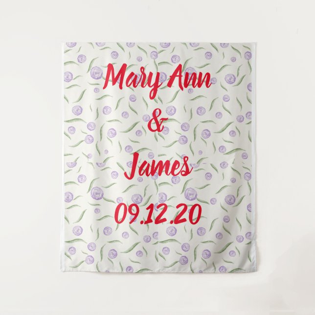 Tapiz Personalized Wedding Backdrop Pink Gold Lights (Anverso)