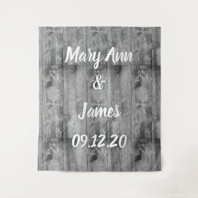 Tapiz Personalized Wedding Backdrop Wood Background (Anverso)