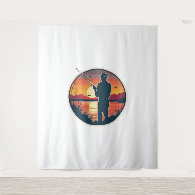Tapiz Pesca Retro Pesca Pescado Mar Sunset (Anverso)