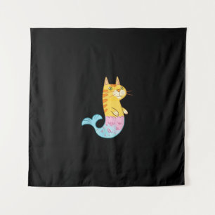 Tapiz Pescado De Sirena De Gato Corto Nadando En Regalo