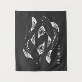 Tapiz Pescado koi de estilo japonés de dibujo manual min