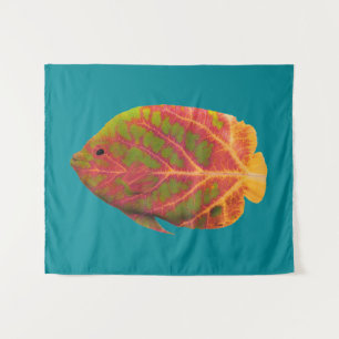 Tapiz Pescado tropical de hoja de ave 1