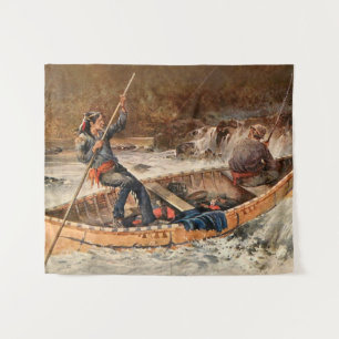 Tapiz “Pescando truchas” Arte occidental de Frank Feller