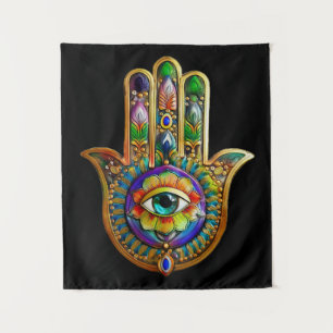 Tapiz Pétalos de Flor Coloridos Tercer Ojo Hamsa Turques