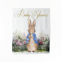 Peter the Rabbit su jardín Baby Shower Backdrop
