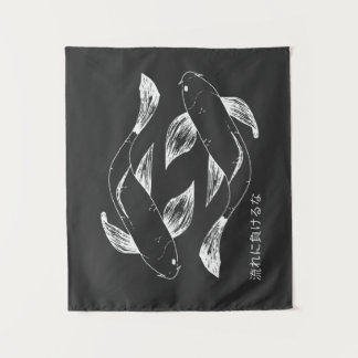 Tapiz Pez koi estilo dibujado a mano japonés minimalista