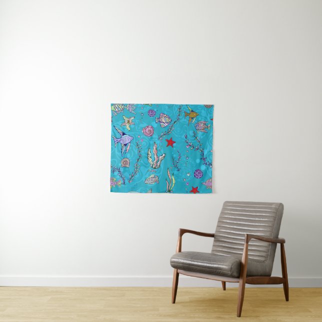 Tapiz Pez Patrón Turquesa (In situ (horizontal))