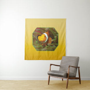 Tapiz Pez payaso en anémona verde. Diseño fotográfico   