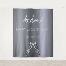 Tapiz Pezón de plata de cumpleaños hombres grises ovejas