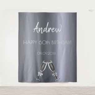 Tapiz Pezón de plata de cumpleaños hombres grises ovejas