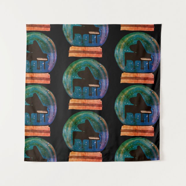 Tapiz Piano en un globo de nieve (Anverso)