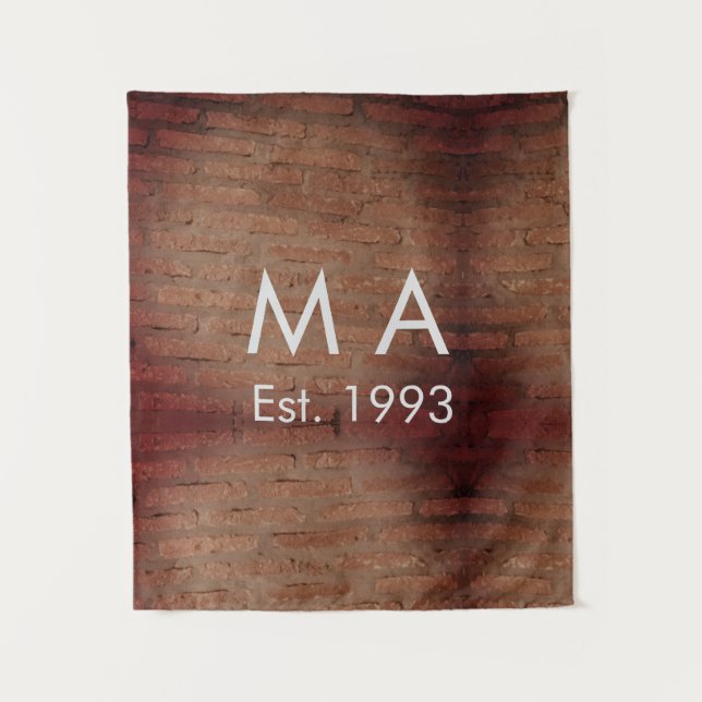 Tapiz Piedra de ladrillo rústico marrón agregar nombre l (Anverso)